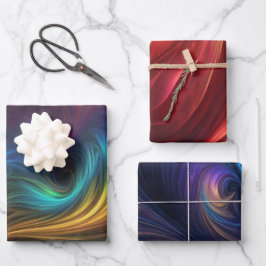 虹色カラフル旋回パターン ラッピングペーパーシート