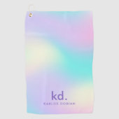 虹色カラフル背景モノグラム ゴルフタオル (正面)