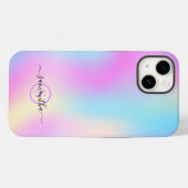 虹色カラフル背景、タイポグラフィモノグラ Case-Mate iPhoneケース (裏面 (横))