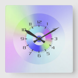 虹色カラフル虹色の良いバイブグラデーション スクエア壁時計