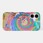 虹色カラフル野草鳥蝶 iPhone 16ケース (裏面横)