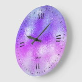 虹色ガラスグラデーションブルーからピンク ラージ壁時計 (傾斜)