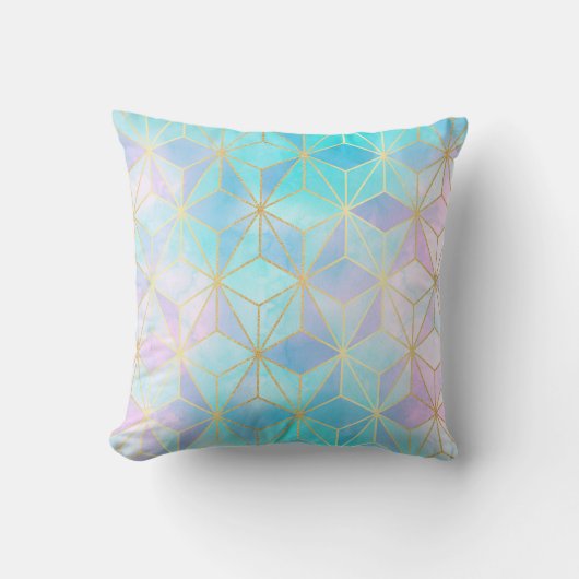 虹色ガラス幾何学模様 クッション (正面)