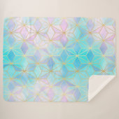 虹色ガラス幾何学模様 シェルパブランケット (正面(横))