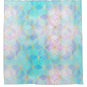 虹色ガラス幾何学模様 シャワーカーテン (正面)