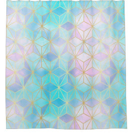 虹色ガラス幾何学模様 シャワーカーテン