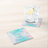 虹色ガラス幾何学模様 スクエアペーパーコースター (インサイチュ)