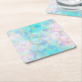 虹色ガラス幾何学模様 スクエアペーパーコースター (アングル)