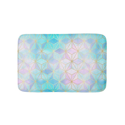 虹色ガラス幾何学模様 バスマット (正面)