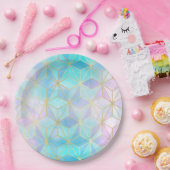 虹色ガラス幾何学模様 ペーパープレート (パーティー)