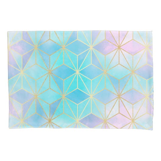 虹色ガラス幾何学模様 枕カバー (正面)