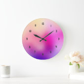 虹色ガラス紫とピンクグラデーション ラージ壁時計 (ホーム)