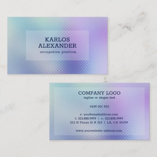 虹色ガラス2紫と青の背景 名刺 (正面/裏面)