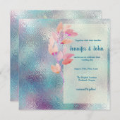 虹色ガラス&リーフスプレー結婚式招待状 招待状 (正面/裏面)