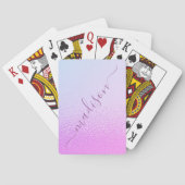 虹色ガーリーピンクきらめくパーソナライズされた名 トランプ (裏面)