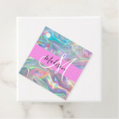 虹色ガーリーホログラフィック虹色モノグラム名 フェイバータグ (インサイチュ)