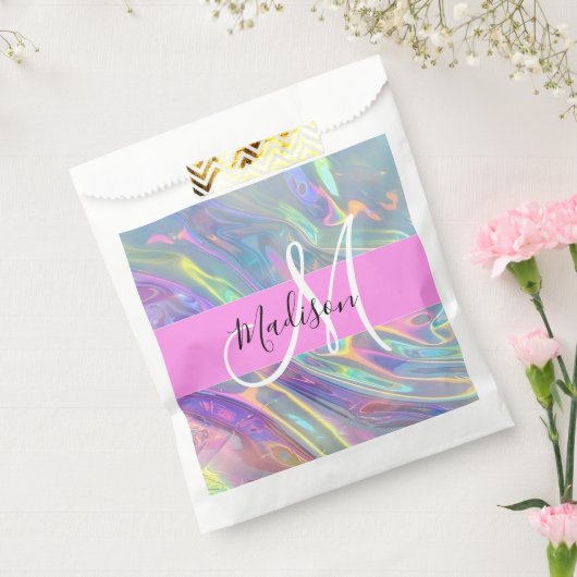 虹色ガーリーホログラフィック虹色モノグラム名 フェイバーバッグ (封をした状態)