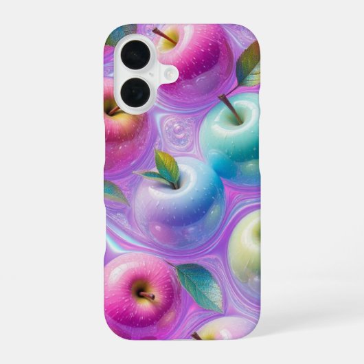 虹色キャンディーアップルアート iPhone 16ケース (裏面)