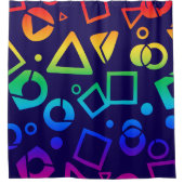 虹色キュービクスの濃い青の背景 シャワーカーテン (正面)