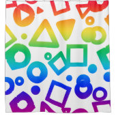 虹色キュービクスの白い背景 シャワーカーテン (正面)