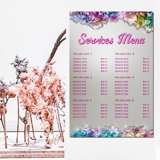 虹色クリスタルサービスメニュー ポスター