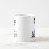 虹色クリスマスのLの文字と雪だるま コーヒーマグカップ (中央)
