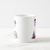 虹色クリスマスアルファベット I と雪だるま コーヒーマグカップ (中央)