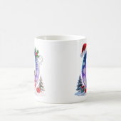 虹色クリスマスアルファベット O と雪だるま コーヒーマグカップ (中央)