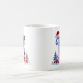 虹色クリスマスアルファベットBと雪だるま コーヒーマグカップ (中央)