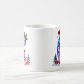 虹色クリスマスアルファベットCと雪だるま コーヒーマグカップ (中央)