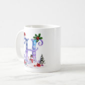 虹色クリスマスアルファベットHと雪だるま コーヒーマグカップ (正面左)