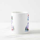 虹色クリスマスレターAと雪だるま コーヒーマグカップ (中央)