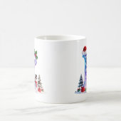 虹色クリスマスレターEと雪だるま コーヒーマグカップ (中央)