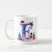 虹色クリスマスレターEと雪だるま コーヒーマグカップ (左)