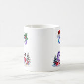 虹色クリスマスレターJと雪だるま コーヒーマグカップ (中央)