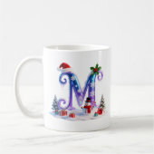 虹色クリスマスレターMと雪だるま コーヒーマグカップ (左)