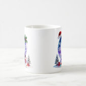 虹色クリスマスレターQと雪だるま コーヒーマグカップ (中央)