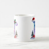 虹色クリスマスレターUと雪だるま コーヒーマグカップ (中央)