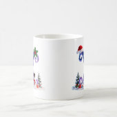 虹色クリスマスレターXと雪だるま コーヒーマグカップ (中央)