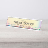 虹色クレヨンカラフルスクール先生教育者 デスクネームプレート (正面)