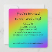 虹色グラデーション結婚式 招待状 (正面)