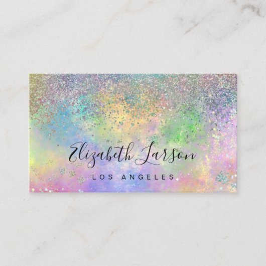 虹色グリッターオパール背景 名刺 (正面)