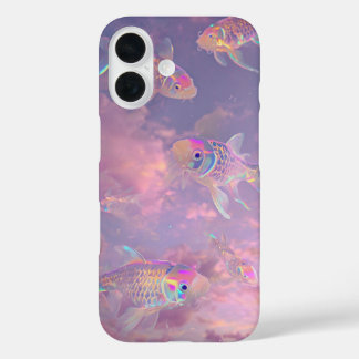 虹色コイ魚の電話ケース iPhone 16ケース