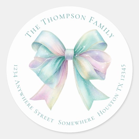 虹色コケット戻り名住所クリスマス ラウンドシール (正面)