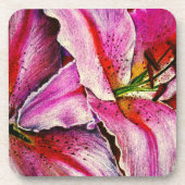虹色コンテンポラリー抽象芸術花 コースター (正面)