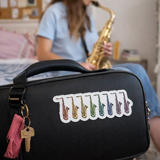 虹色サクソフォーンカラフル楽器 シール