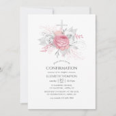 虹色シルバーとピンクのフローラ確認 招待状 (正面)