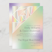 虹色シルバーパステルジェムインスパイアズ結婚ズ 招待状 (正面/裏面)