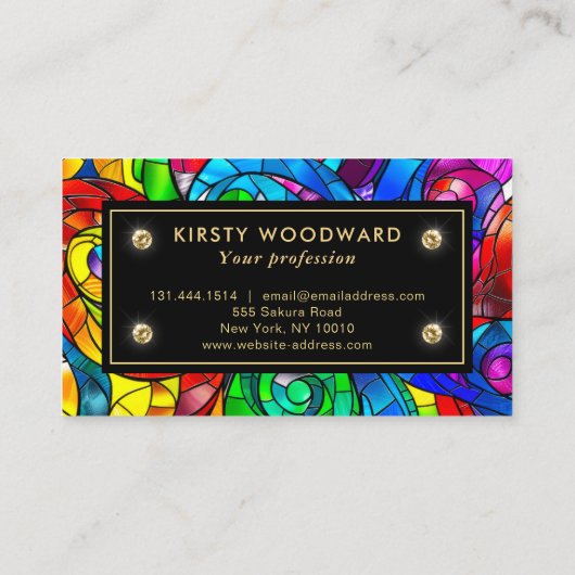 虹色ステンドグラス模様 名刺 (裏面)