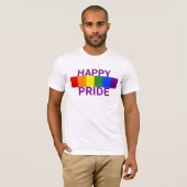 虹色ストライプのハッピー・プライドLGBT Tシャツ (正面フル)